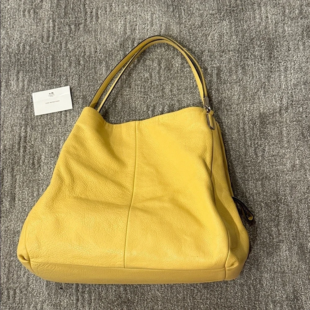 Coach Vintage Madison Phoebe Butter Yellow Leather Shoulder Tote Bag Boho